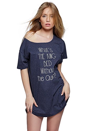 S& SENSIS angesagtes und hochwertiges Baumwoll-Nachthemd (Made in EU) Sleepshirt mit modischem Print, Gr. Einheitsgröße, Dunkelblau mit Spruch von S& SENSIS