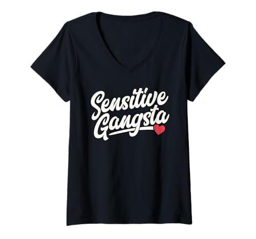 Damen Sensitive Gangsta Lustig Sensitive Gangster Spruch Geschenke T-Shirt mit V-Ausschnitt Damen Sensitive Gangsta Lustig Sensitive Gangster Spruch Geschenke T-Shirt mit V-Ausschnitt von Sensitive Gangster Internet Culture Meme Ready