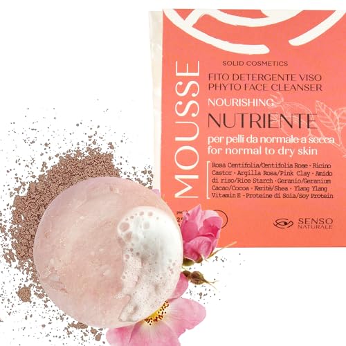 NÄHRENDES Reinigungs- und Make-up-Entferner-Gesichtsmousse – erzeugt zarten Schaum und entfernt Make-up – Sheabutter, Hagebutte, Damaszener-Rose, Yalng-Ylang, Geranie, Vitamin E – vegan von Senso Naturale