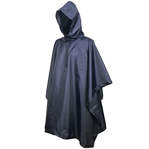 Regenponcho Wasserdicht Regencape mit Kapuze Multifunktionales Regenmantel Wiederverwendbar Regenkleidung Faltbare Ripstop Damen Herren für Wandern Camping Angeln Täglichen Gebrauch Blau von Sensong