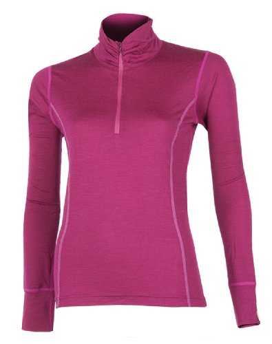 Sensor Merino Wool Damen T-Shirt LS mit Reissverschluss lila S von Sensor