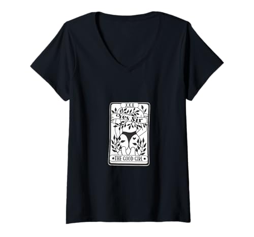 Damen Tarot The Good Girl/Devot Feminine/Tarot Kink Witch T-Shirt mit V-Ausschnitt Damen Tarot The Good Girl/Devot Feminine/Tarot Kink Witch T-Shirt mit V-Ausschnitt von Sensual Spirit