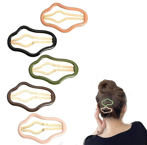 5 Stück wolkenförmige, hohle Bang-Clips, Metall-Ausschnitt-Haarspangen, minimalistische Haarspangen, modische, ausgehöhlte, rutschfeste Haarspangen in Bonbonfarbe für Mädchen von Sentechx