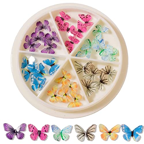 Nail Art Miniatur-Schmetterling, 3D-Schmetterlings-Nagel-Charms, bunte Acryl-Mini-Nagel-Schmetterlings-Charms für Nägel, DIY-Nagelkunst-Dekoration für Frauen und Mädchen (#02) von Sentechx