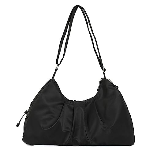 Wasserdichter Turnbeutel für Frauen mit Schuhfach, trockene, nasse, getrennte Nylon-Turnbeutel, große Kapazität, einzelne Schulter, Crossbody-Reisetasche, Yoga-Tasche (Schwarz) von Sentechx