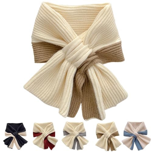 Winter Patchwork Farben gestrickt Schal, weiche kurze gestrickte Schal, Frauen Winter stilvolle warme Kreuz Hals Wrap (Khaki) von Sentechx