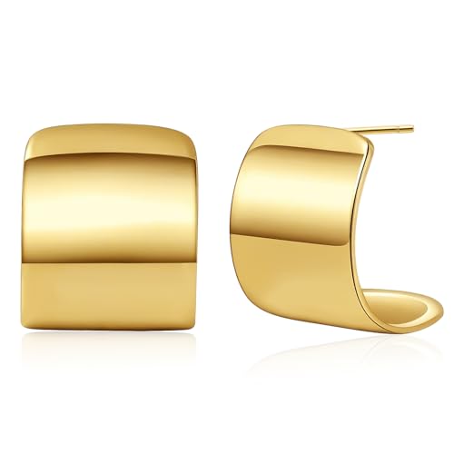 Senteria 14K Ohrringe Gold Creolen Leicht Ohrstecker Gold Hypoallergen Statement Goldene Ohrringe Damen Chunky Huggie Creolen von Senteria