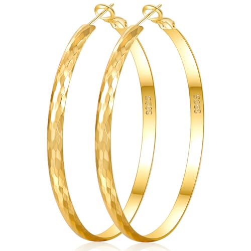 Senteria Creolen Gold Groß Hypoallergen Groß Goldene Creolen für Damen Leichte Ohrringe Gold Creolen Groß für Damen 30MM von Senteria