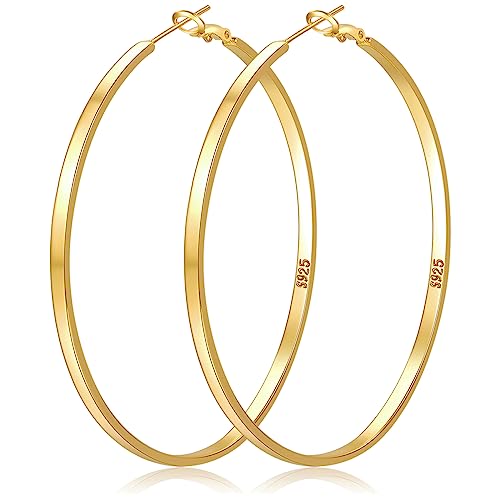 Senteria Gold Creolen Damen Creolen Gold Groß Leicht Hypoallergen 14k Ohrringe Vergoldet Große Gold Creolen 3mm Dünne Ohrringe Gold Creolen Für Damen Mädchen(30mm) von Senteria