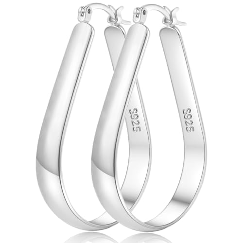 Senteria Ohrringe Silber 925 Creolen Hypoallergen Oval Creolen Silber Groß Leichte Ohrringe Groß Damen Mädchen 40MM von Senteria