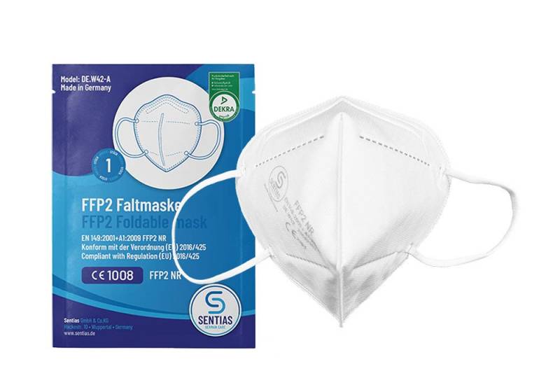 Sentias Gesichtsmaske Premium FFP2 NR D Atemschutzmasken - Made in Germany, 1-tlg. von Sentias