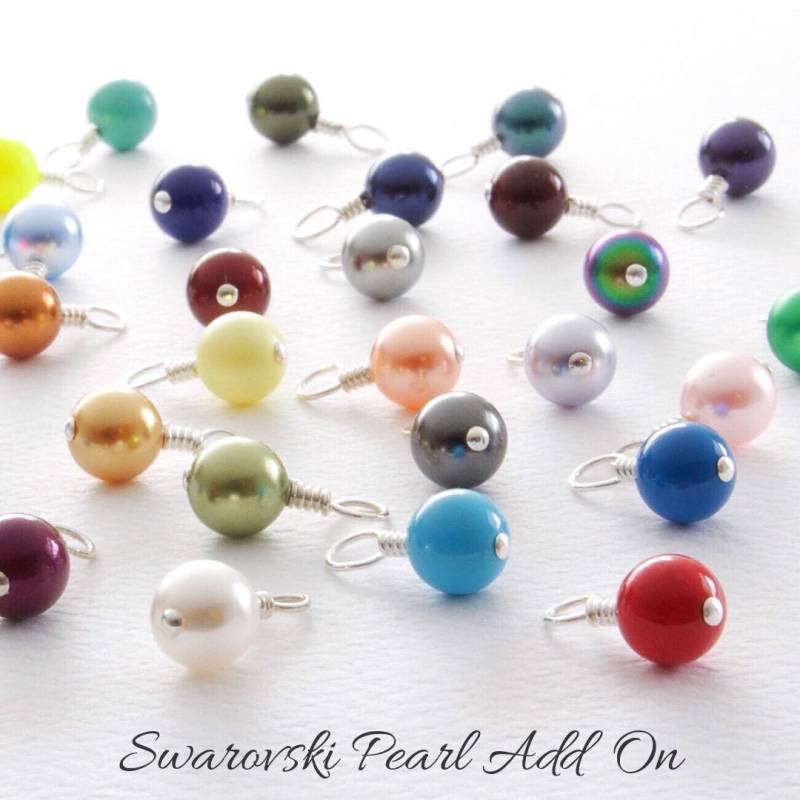 Swarovski Perle Charm Add On, 925 Sterling Silber Wrapped Pearl Dangle, Crystal 6 Mm Durchmesser von SentimentalSupport