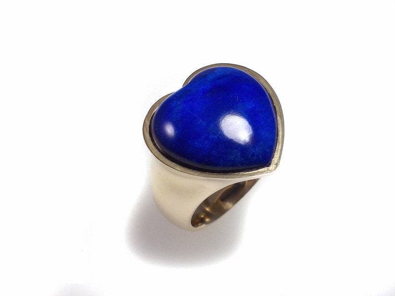 Unikat Goldring 585/000 Mit Lapislazuli-Herz in Feinster Qualität von Sentnerjewelry