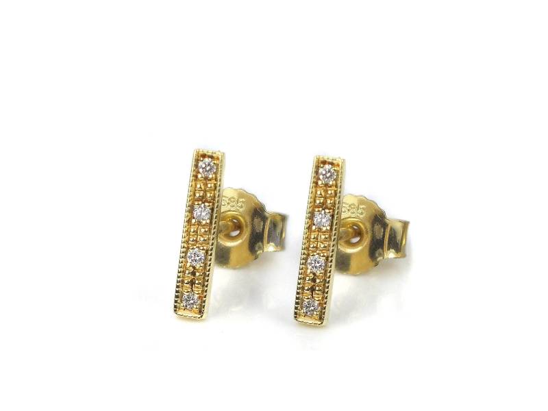 Zarte Diamant Ohrstecker Aus Recyceltem Gold von Sentnerjewelry