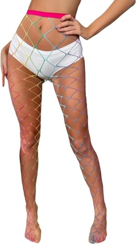 Senvitate Damen Regenbogen Fischnetz Strumpfwaren Neon Sheer Regenbogen Strumpfhose Mesh Strümpfe - Pride Outfits, Regenbogen, 1 Paar, 00 Senvitate Damen Regenbogen Fischnetz Strumpfwaren Neon Sheer Regenbogen Strumpfhose Mesh Strümpfe - Pride Outfits, Regenbogen, 1 Paar, 00 von Senvitate