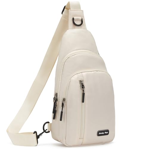 Seoky Rop Kleine Schultertasche für Damen und Herren, Schultertasche, Crossbodyrucksack mit USB-Ladeanschluss zum Wandern, Radfahren, 01-beige, Einheitsgröße, Sling Rucksäcke von Seoky Rop