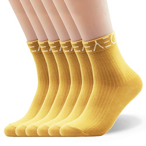 Seoulmade Damen Herren 6x Paar Socken 40-44 Premium Baumwolle fusselfrei in Senfgelb BTS 39-42 von Seoulmade