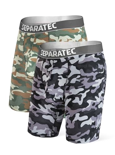 Separatec Herren Boxershorts Weiche Baumwolle 3er Pack oder Schnelltrocknende Polyamid Sportliche Unterhosen 2er Pack Retroshorts mit Doppelter Beutel von Separatec