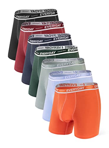 Separatec 7 Pack Multicolour für alltägliche Herren-Boxershorts Atmungsaktive Unterwäsche-Shorts aus weicher Baumwolle mit unterstützender separater Doppeltasche,M,Lang-mehrfarbig von Separatec