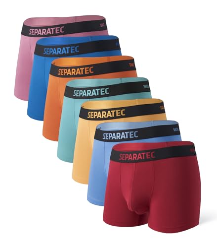Separatec Boxershorts Herren 7er Pack Doppelter Beutel Männer Unterhosen Bambus Rayon Atmungsaktive Weiche Unterwäsche von Separatec