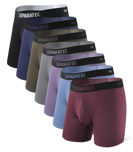 Separatec Boxershorts Herren 7er Pack Doppelter Beutel Männer Unterhosen Bambus Rayon Atmungsaktive Weiche Unterwäsche von Separatec