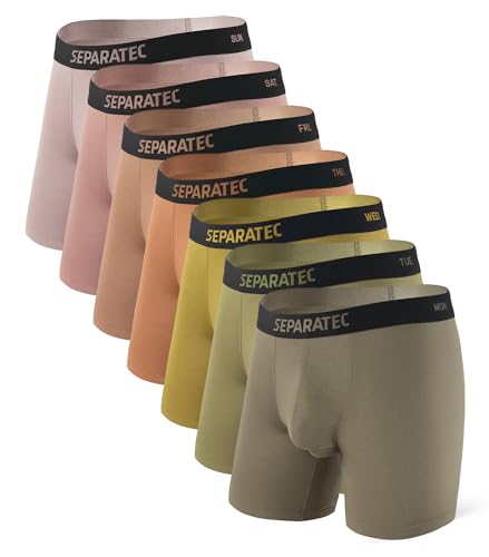 Separatec Boxershorts Herren 7er Pack Doppelter Beutel Männer Unterhosen Bambus Rayon Atmungsaktive Weiche Unterwäsche von Separatec