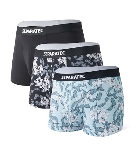 Separatec Boxershorts Herren Bambus Rayon Bedruckte Höschen mit Doppelter Beutel 3er Pack,Trunks Entwurf C von Separatec