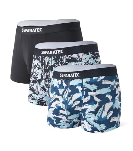 Separatec Boxershorts Herren Bambus Rayon Bedruckte Höschen mit Doppelter Beutel 3er Pack,Trunks Entwurf B von Separatec