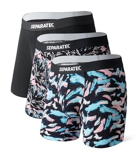 Separatec Boxershorts Herren Bambus Rayon Bedruckte Höschen mit Doppelter Beutel 3er Pack von Separatec