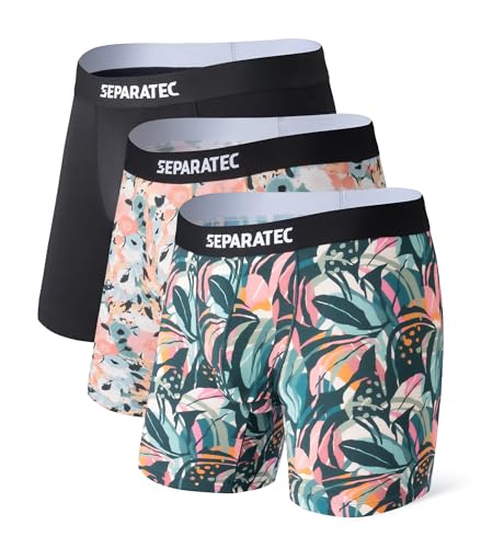 Separatec Boxershorts Herren Bambus Rayon Bedruckte Höschen mit Doppelter Beutel 3er Pack von Separatec