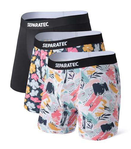 Separatec Boxershorts Herren Bambus Rayon Bedruckte Höschen mit Doppelter Beutel 3er Pack von Separatec
