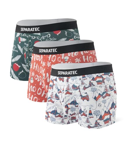 Separatec Boxershorts Herren Bambus Rayon Bedruckte Höschen mit Doppelter Beutel 3er Pack,Trunks Entwurf D von Separatec