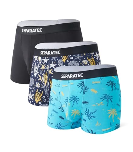 Separatec Boxershorts Herren Bambus Rayon Bedruckte Höschen mit Doppelter Beutel 3er Pack,Trunks Entwurf A von Separatec