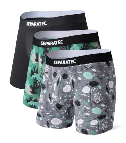 Separatec Boxershorts Herren Bambus Rayon Bedruckte Höschen mit Doppelter Beutel 3er Pack von Separatec