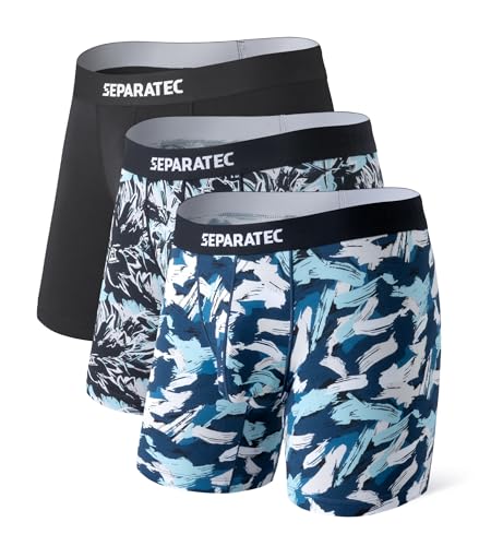 Separatec Boxershorts Herren Bambus Rayon Bedruckte Höschen mit Doppelter Beutel 3er Pack von Separatec