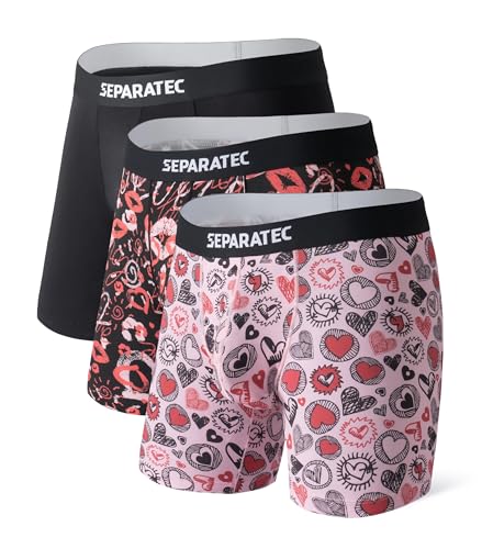 Separatec Boxershorts Herren Bambus Rayon Bedruckte Höschen mit Doppelter Beutel 3er Pack von Separatec