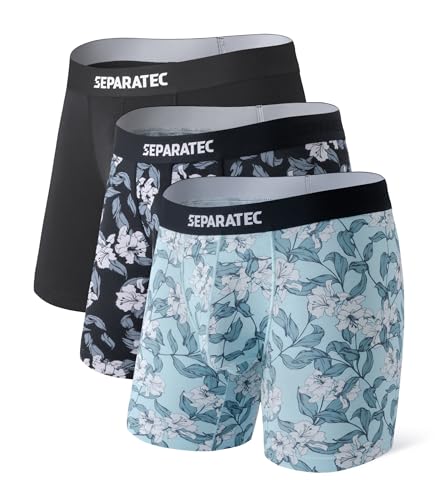 Separatec Boxershorts Herren Bambus Rayon Bedruckte Höschen mit Doppelter Beutel 3er Pack von Separatec