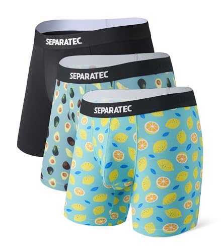 Separatec Boxershorts Herren Bambus Rayon Bedruckte Höschen mit Doppelter Beutel 3er Pack von Separatec