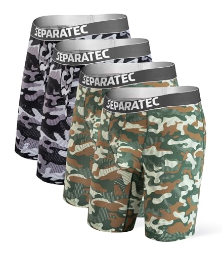 Separatec Boxershorts für Männer Tarnanstrich Sportliche Unterhosen Langes Bein Fitness Enge Retroshorts mit Doppelter Beutel 4er Pack Separatec Boxershorts für Männer Tarnanstrich Sportliche Unterhosen Langes Bein Fitness Enge Retroshorts mit Doppelter Beutel 4er Pack von Separatec