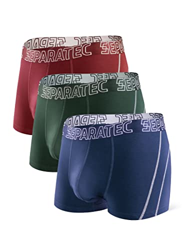 Separatec Herren Boxer Slips Glattes Bambus Rayon mit getrennten Beuteln Unterwäsche 3er Pack Boxershorts Stilvolle mehrfarbige Trunks von Separatec