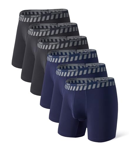 Separatec Herren Bambus Rayon Unterwäsche Atmungsaktiv Doppelbeutel Boxershorts 4/6er Pack von Separatec