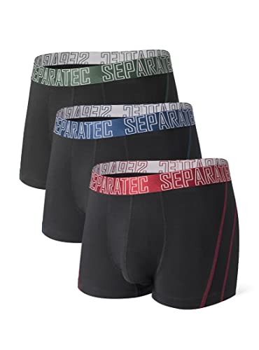 Separatec Herren Boxershorts Glattes Bambus Rayon mit getrennten Beuteln Unterwäsche 3er Pack Boxershorts Stilvolle mehrfarbige Trunks von Separatec