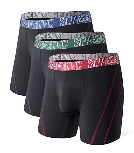 Separatec Herren Boxer Slips Glattes Bambus Rayon mit getrennten Beuteln Unterwäsche 3er Pack Boxershorts Stilvolle mehrfarbige Trunks von Separatec