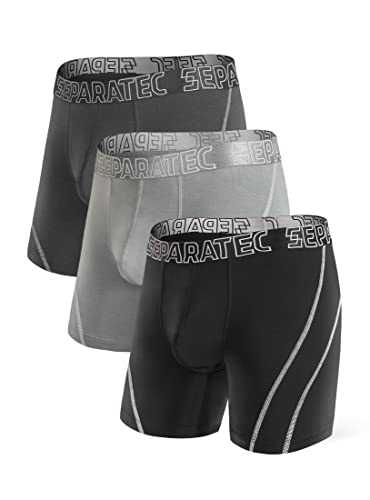 Separatec Herren Boxershorts Glattes Bambus Rayon mit getrennten Beuteln Unterwäsche 3er Pack Boxershorts Stilvolle mehrfarbige Trunks von Separatec
