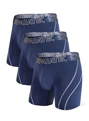 Separatec Herren Boxer Slips Glattes Bambus Rayon mit getrennten Beuteln Unterwäsche 3er Pack Boxershorts Stilvolle mehrfarbige Trunks von Separatec