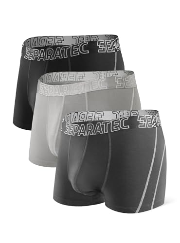 Separatec Herren Boxershorts Glattes Bambus Rayon mit getrennten Beuteln Unterwäsche 3er Pack Boxershorts Stilvolle mehrfarbige Trunks von Separatec