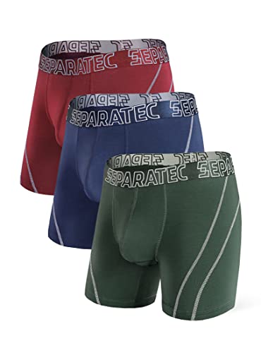 Separatec Herren Boxershorts Glattes Bambus Rayon mit getrennten Beuteln Unterwäsche 3er Pack Boxershorts Stilvolle mehrfarbige Trunks von Separatec