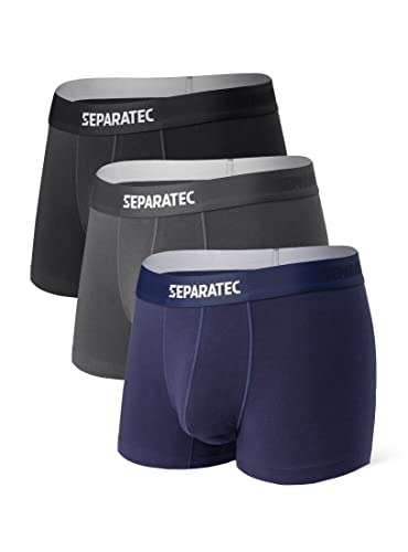 Separatec Herren Boxershorts Weiche Baumwolle mit Separaten Beuteln Unterwäsche Streifen Retroshorts 3er Pack von Separatec