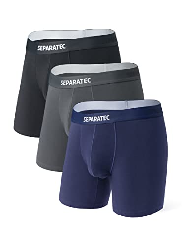 Separatec Herren Boxershorts Weiche Baumwolle mit Separaten Beuteln Unterwäsche Streifen Retroshorts 3er Pack von Separatec