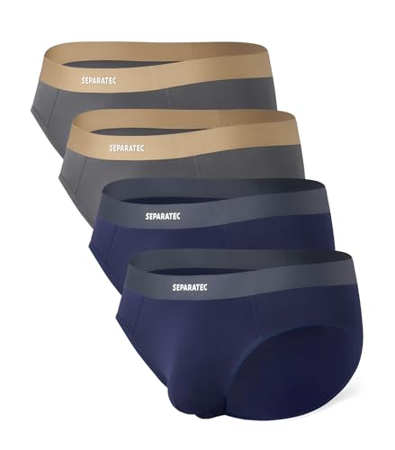 Separatec Herren Boxershorts 4er Pack, Non-Marking Briefs Herrenunterwäsche Vintage Shorts Atmungsaktiv und Bequem von Separatec